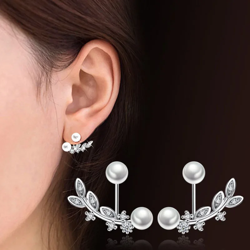 KOFSAC Charm 925 Sterling Silver Stud Earring Luxury Crystal CZ Leaf Pearl Earrings For Women Wedding Fine Ear Jewelry Brincos
KOFSAC Charm 925 Sterling Silver Stud Earring Luxury Crystal CZ Leaf Pearl Earrings For Women Wedding Fine Ear Jewelry Brincos