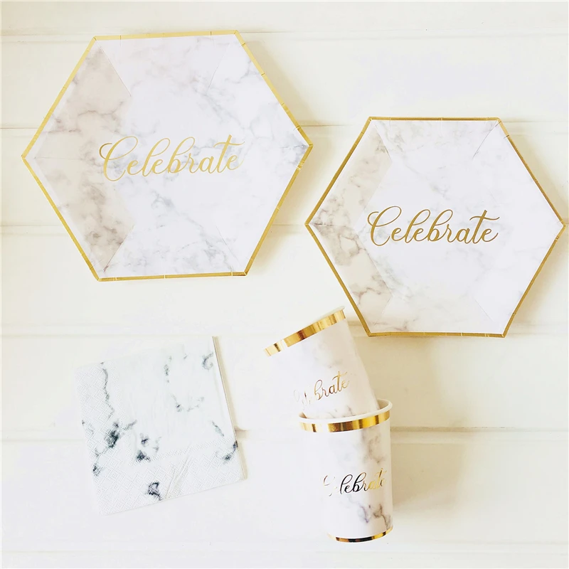 Marble Texture Gold Blocking Disposable Tableware Sets Baby Shower Birthday Party Paper Plates Cups Napkins Wedding Decoration
Marble Texture Gold Blocking Disposable Tableware Sets Baby Shower Birthday Party Paper Plates Cups Napkins Wedding Decoration