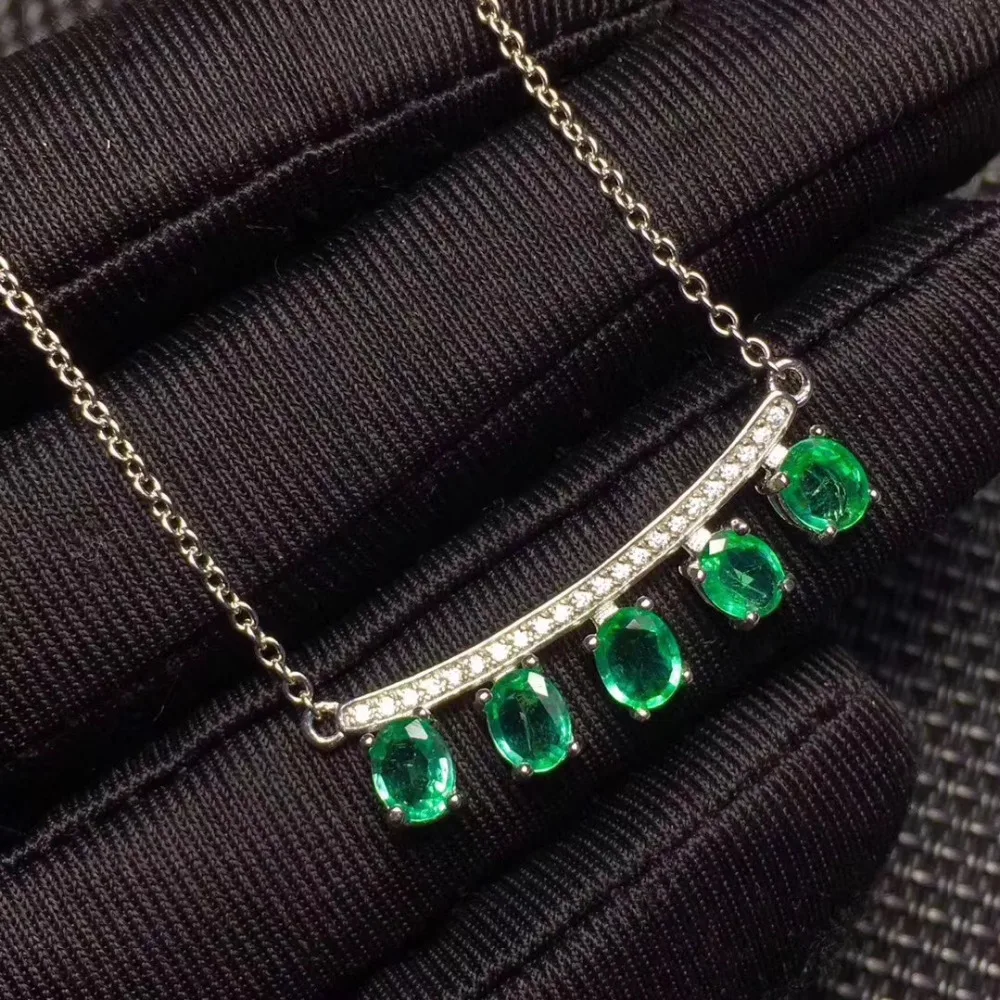 

Ожерелье из натурального зеленого изумруда, ожерелье с подвеской из натурального драгоценного камня, Серебро S925 пробы, модное элегантное о...