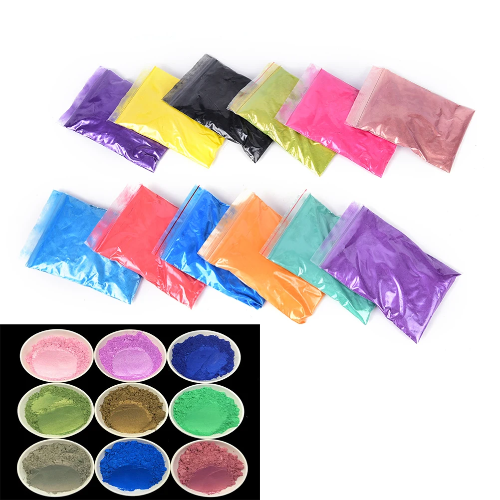 50g/Pack Healthy Natural Mineral Mica Powder DIY For Soap Dye Colorant Makeup Eyeshadow 12 Colors | Дом и сад