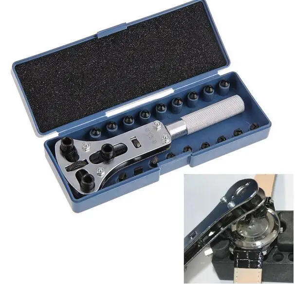 Adjustable Watch Back Case Cover Opener Remover Wrench Repair Kit Tool with 18pcs Replaceable Parts Pins
Adjustable Watch Back Case Cover Opener Remover Wrench Repair Kit Tool with 18pcs Replaceable Parts Pins