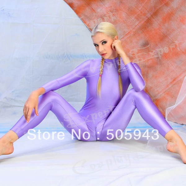 Hot Sale Light Purple Lycra Spandex Zentai Catsuit Sexy Gymnastics Suit For Women Girl with Crotch Zipper
Hot Sale Light Purple Lycra Spandex Zentai Catsuit Sexy Gymnastics Suit For Women Girl with Crotch Zipper