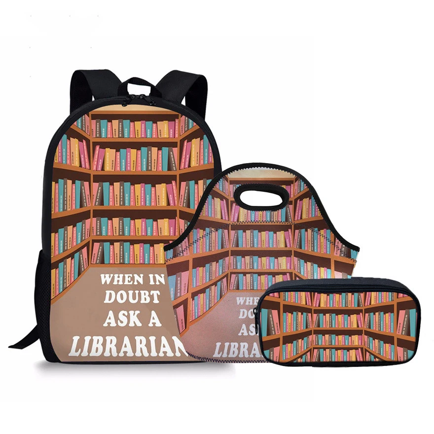 NOISYDESIGN Librarian Life School Bag Set 3pcs Children Bacpacks for Girls Boys Satchel Schoolbag Mochila Escolar Teenagers 2018
NOISYDESIGN Librarian Life School Bag Set 3pcs Children Bacpacks for Girls Boys Satchel Schoolbag Mochila Escolar Teenagers 2018