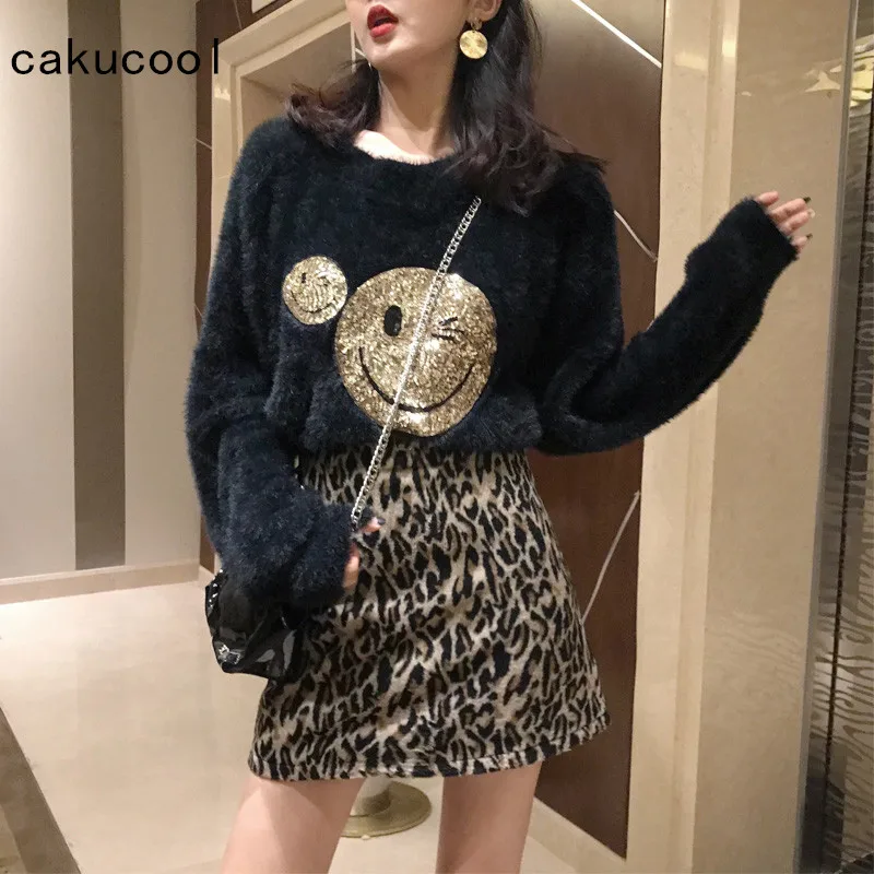 Комплект из двух предметов Cakucool для женщин Осенний черный свитер с длинным