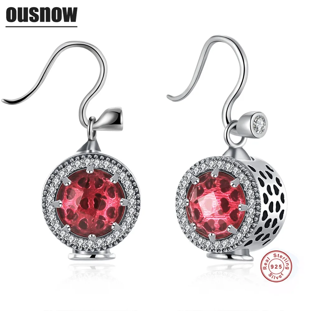 Most attractive Ousnow brand fashion jewelry lady earrings 100% 925 sterling silver round CA cutting process exquisite Gift | Украшения и