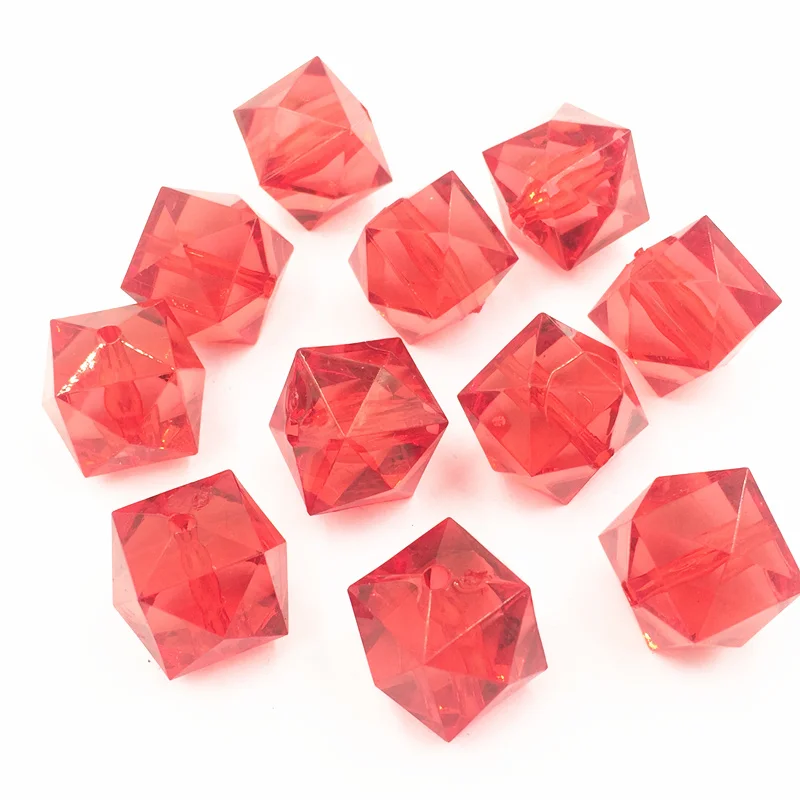10Pcs Red Transparent Faceted Acrylic Square Spacer Beads Fashion Jewelry DIY Findings Charms 20x17mm | Украшения и аксессуары