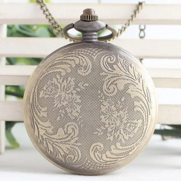 New OWL Fashion quartz bronze Flip clock Bronze antiques large pocket watch necklace woman and man gift