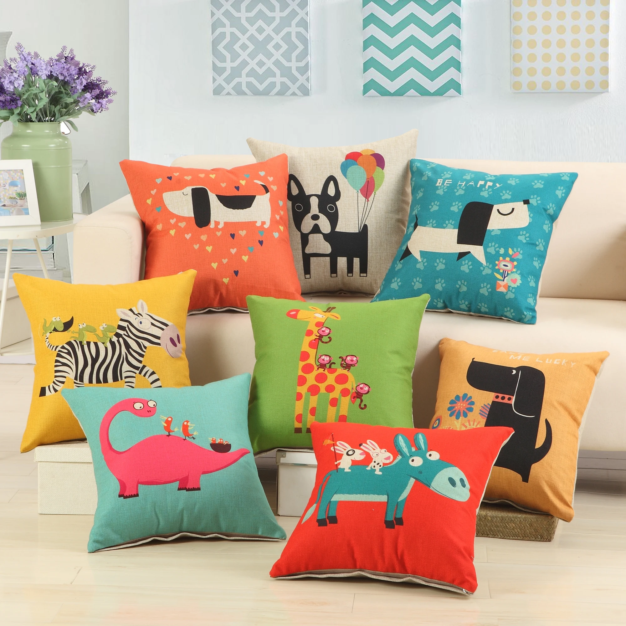 Cute Cartoon Animal Series Zebra Dog Dinosaur Giraffe Cusion Cover Cotton Linen Home Decor 45x45cm Pillow Cover
Cute Cartoon Animal Series Zebra Dog Dinosaur Giraffe Cusion Cover Cotton Linen Home Decor 45x45cm Pillow Cover