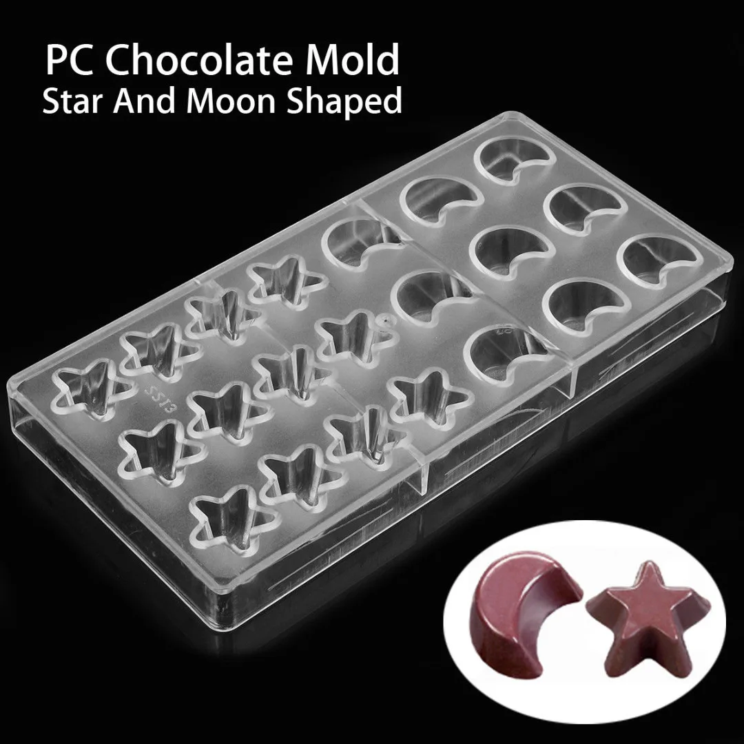New Clear Moon Star Shaped PC Chocolate Mold Candy Pudding Moulds Baking Tray Tool
New Clear Moon Star Shaped PC Chocolate Mold Candy Pudding Moulds Baking Tray Tool