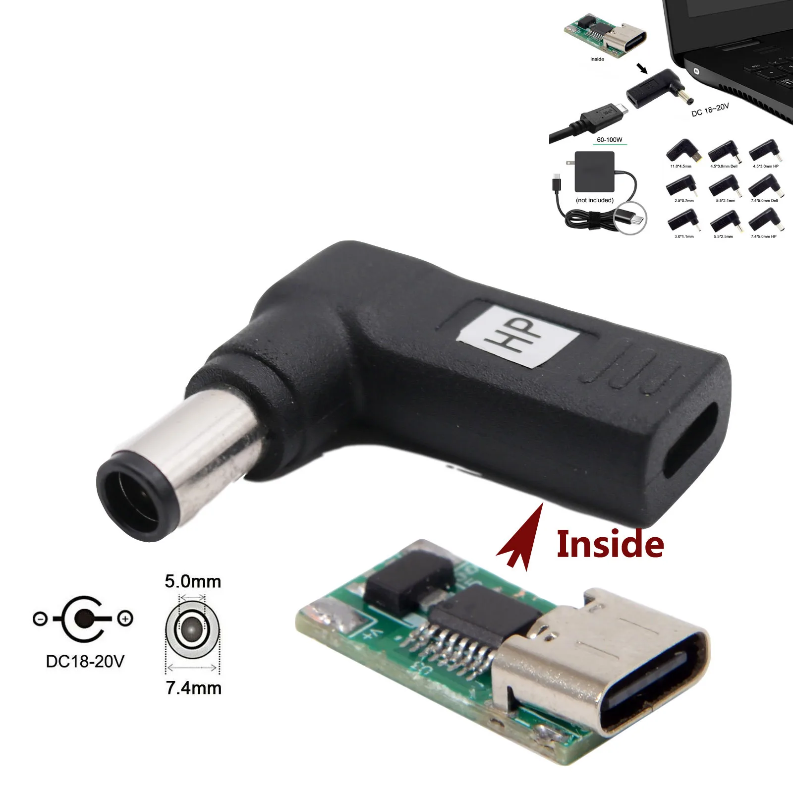1x USB-C 3,1 типа C гнездовой до 7,4 мм x 5,0 мм Мужской PD эмулятор триггера DC зарядное устройство угловой адаптер Conv0erter для ноутбука HP
1x USB-C 3,1 типа C гнездовой до 7,4 мм x 5,0 мм Мужской PD эмулятор триггера DC зарядное устройство угловой адаптер Conv0erter для ноутбука HP