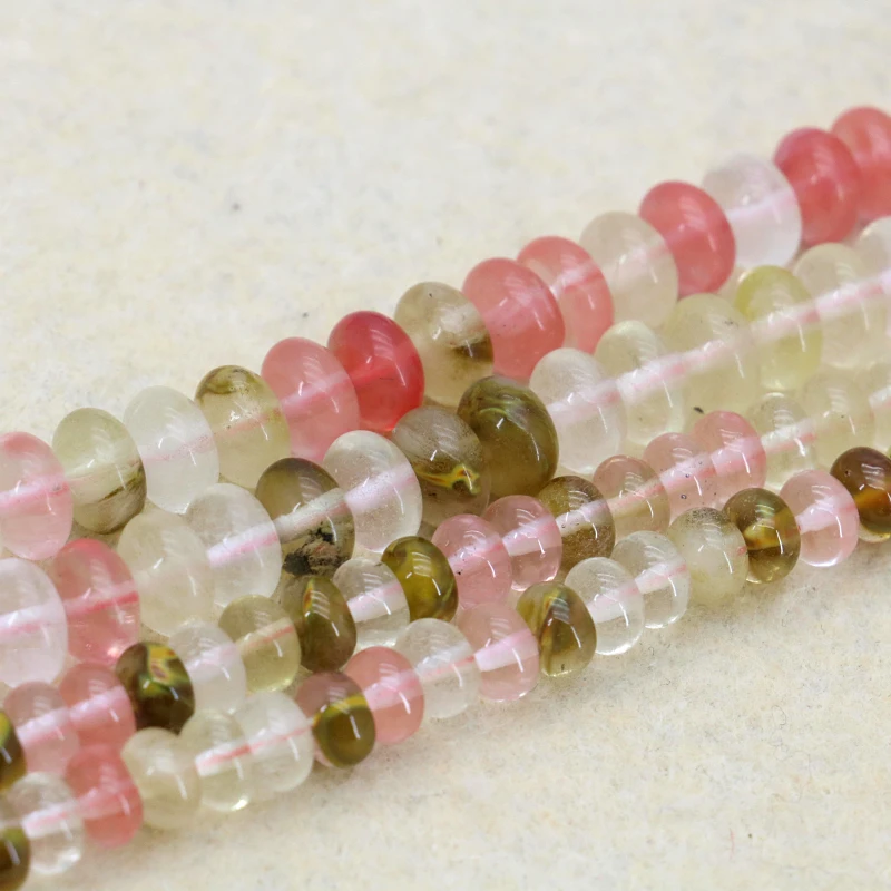 

4x6mm 5x8mm Pink multicolor watermelon tourmaline abacus shaped loose beads 15inches 2pc/lot optional size women DIY wholesale