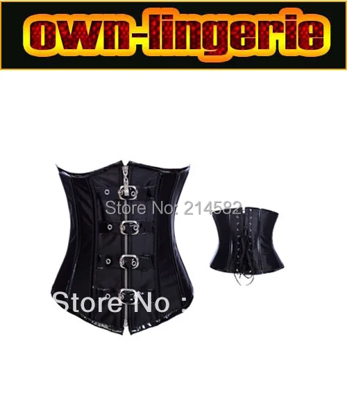 Black Leather Corset Zipper with Buckle Front Lace up Back underbust leather corset S-XXL w3307
Black Leather Corset Zipper with Buckle Front Lace up Back underbust leather corset S-XXL w3307