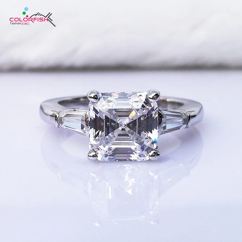 COLORFISH Luxury Asscher Cut Three Stone Engagement Ring 3 Carat Cubic Zirconia Women 925 Sterling Silver wedding Ring
COLORFISH Luxury Asscher Cut Three Stone Engagement Ring 3 Carat Cubic Zirconia Women 925 Sterling Silver wedding Ring