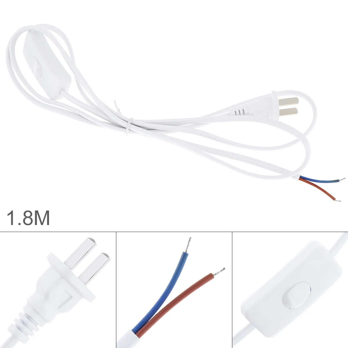 US White 303 Button Switch Plug Wire with 1.8m Line Length Power Cord for Desk Lamp and Other Household Lamps
US White 303 Button Switch Plug Wire with 1.8m Line Length Power Cord for Desk Lamp and Other Household Lamps