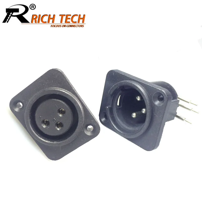 100 шт./лот Rigtht угол 3 Pin XLR разъем в розетку 3-конт. мужские и женские панели шасси для