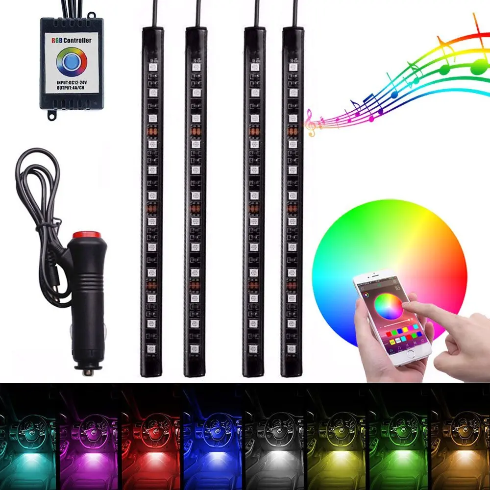 4 шт. 12 светодиодов разноцветсветодиодный Светодиодная лента RGB для подсветки