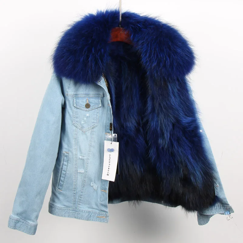Demin Jacket 2021 New Fashion Winter Women Solid Cowboy Genuine Raccoon Collar +detachable Liner Short Female Jacket Coat
Demin Jacket 2021 New Fashion Winter Women Solid Cowboy Genuine Raccoon Collar +detachable Liner Short Female Jacket Coat