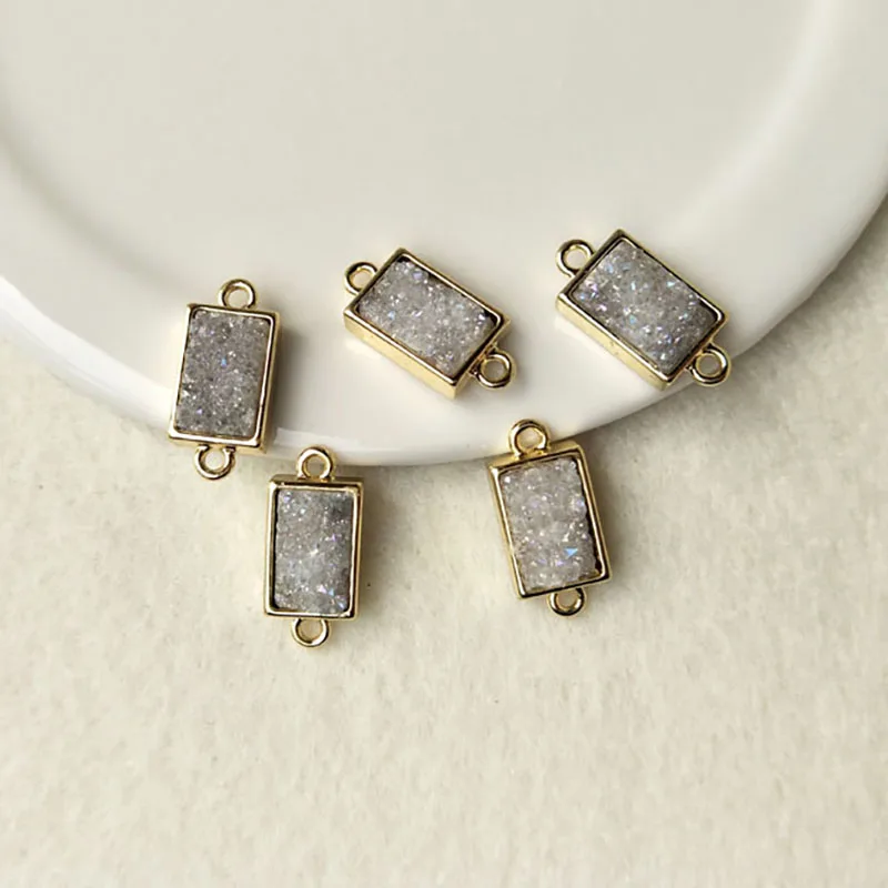 10pcs rectangle white Druzy Agat e Geode Druzy Pendants Gold color Titanium Druzy charms Connector with Double Bails CT71
10pcs rectangle white Druzy Agat e Geode Druzy Pendants Gold color Titanium Druzy charms Connector with Double Bails CT71