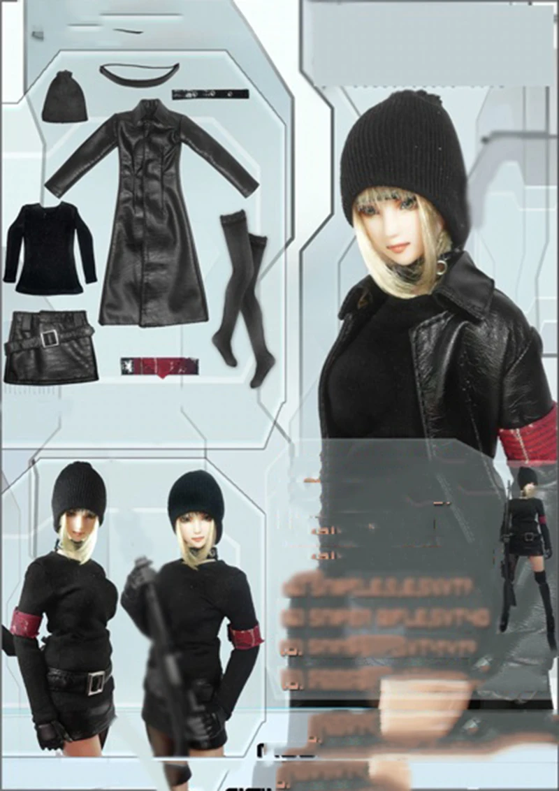 1/6 Scale Black Female Leather Overcoat Costume Set for 12" Collectible Action Figure DIY
1/6 Scale Black Female Leather Overcoat Costume Set for 12" Collectible Action Figure DIY