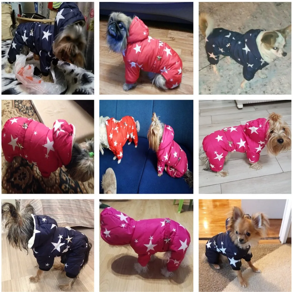 Фото Водонепроницаемая куртка для собак зимняя одежда щенков маленьких со звездами