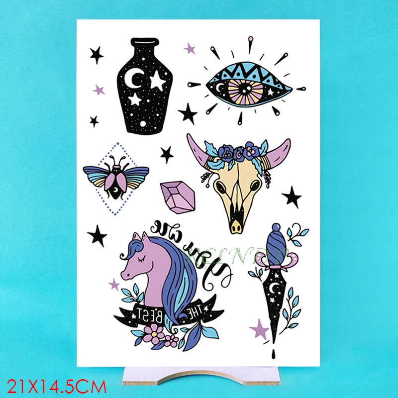 

Waterproof Temporary Tattoo Sticker unicorn deer star eye moon fake tatto flash tatoo tatouage temporaire for women girl men