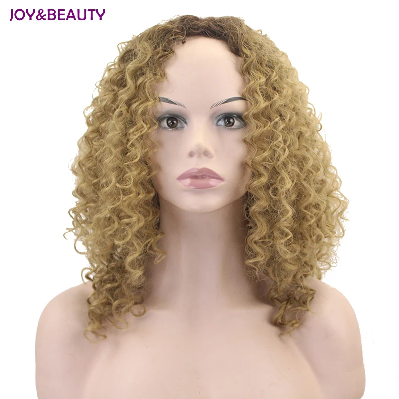 JOY&BEAUTY Natural Brown 18 Inch Medium Small Short Curly Hair Wig High Temperature Fiber Synthetic Female | Шиньоны и парики