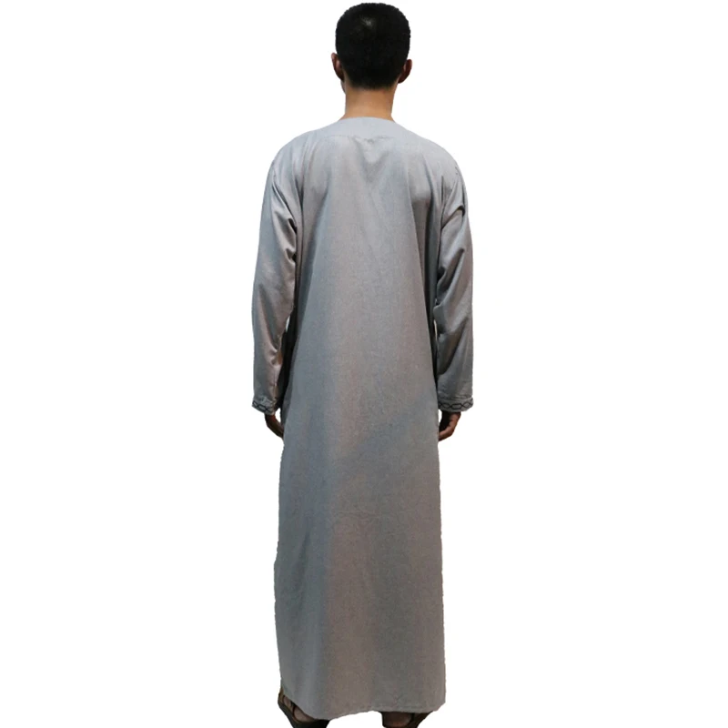 2019 Men's Round Neck Long Sleeve Solid Saudi Arab Thobe Islamic Muslim Dubai Robe | Тематическая одежда и униформа