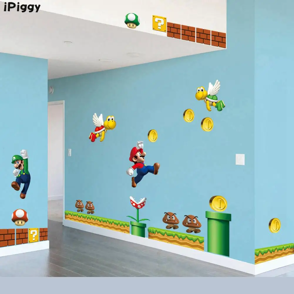Наклейки на стену Super Mario нетоксичные наклейки для мальчиков и детей дома спальни