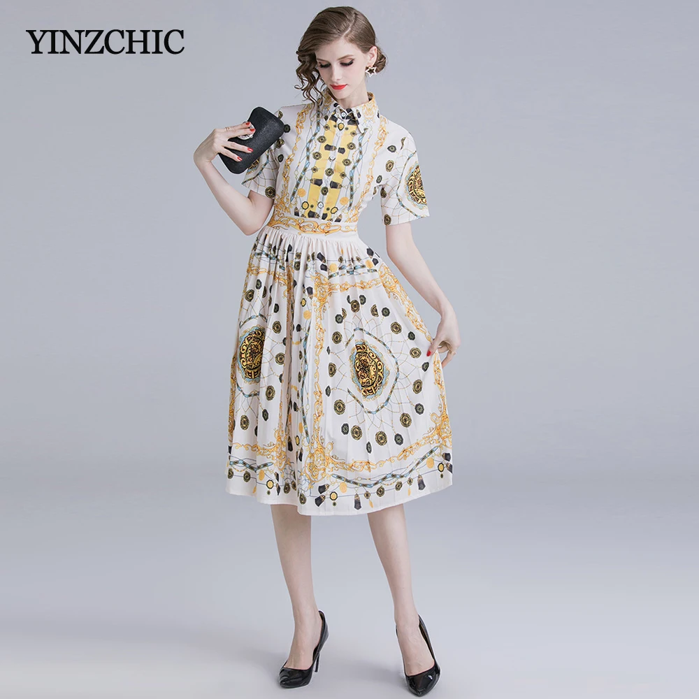 Elegant Womans Print Dress Turn-down Collar Female Casual Dresses Short Sleeve Woman Print Dress Summer Pleated Dress Woman
Elegant Womans Print Dress Turn-down Collar Female Casual Dresses Short Sleeve Woman Print Dress Summer Pleated Dress Woman