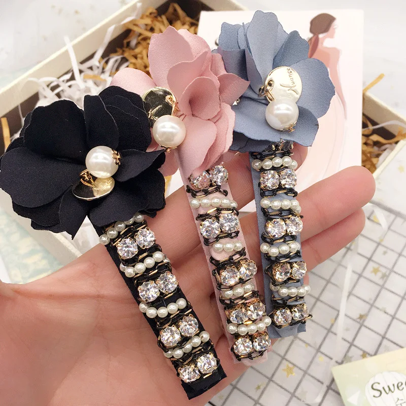 Flowers pearl hairpins zircon hair barrettes duckbill clips 2018 spring new accessories for women ornaments headdress | Аксессуары для