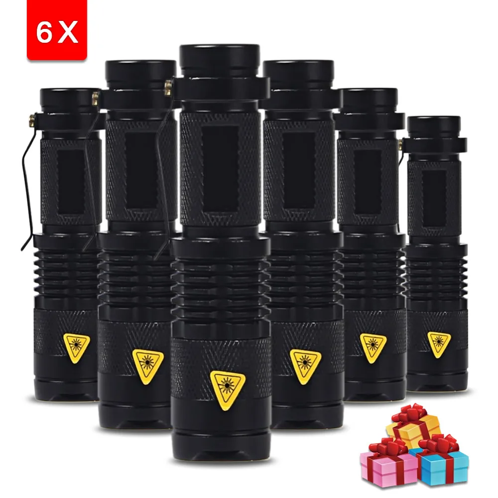 6PCS/Set Mini Flashlight ZOOM 7W 2000LM Waterproof LED light Zoomable LED Torch AA 14500 battery Flashlight Torch Lamp
6PCS/Set Mini Flashlight ZOOM 7W 2000LM Waterproof LED light Zoomable LED Torch AA 14500 battery Flashlight Torch Lamp