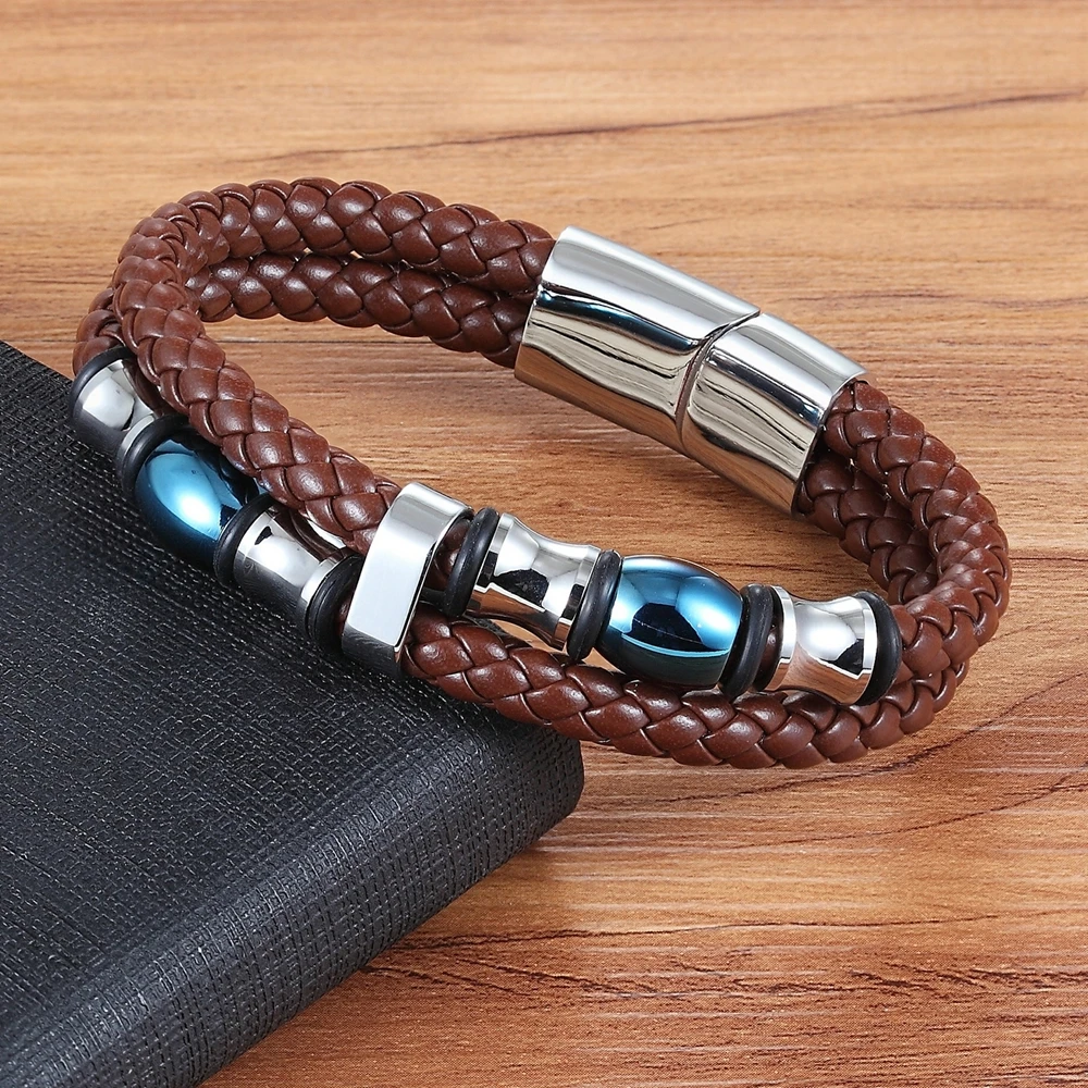 XQNI Geometrically Irregular Graphics Double Layers Stainless Steel Genuine Leather Bracelet Men Leather Bangle 2 Colors Choices
XQNI Geometrically Irregular Graphics Double Layers Stainless Steel Genuine Leather Bracelet Men Leather Bangle 2 Colors Choices