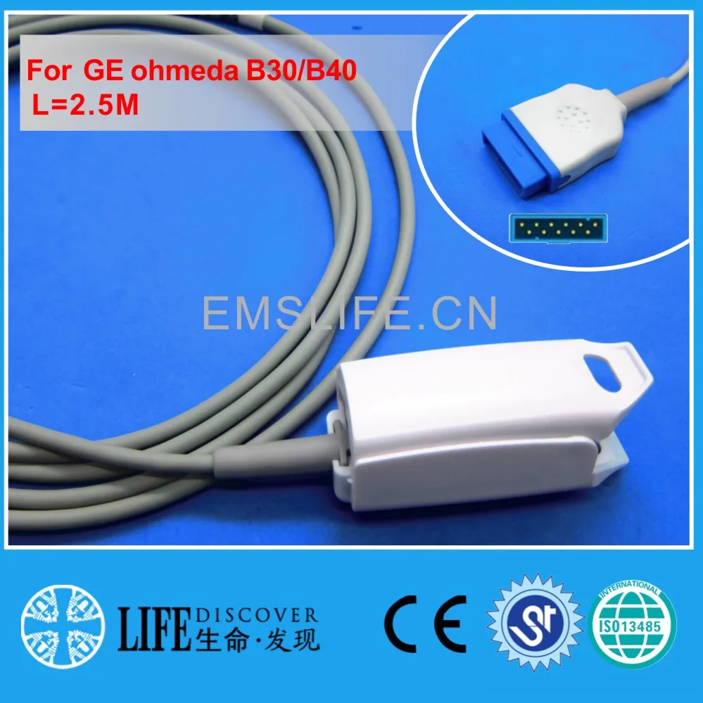 

Long cable AWT adult finger clip spo2 sensor for GE Ohmeda B30,B40 patient monitor L=4M