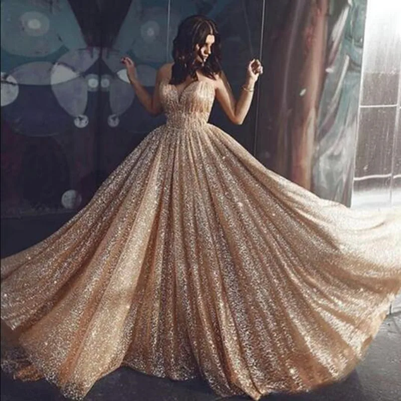 Sparkly Champagne Sequins Beading Long Evening Gowns Sweetheart A Line Long Prom Formal Dresses Sexy Backless Vestidos de festa
Sparkly Champagne Sequins Beading Long Evening Gowns Sweetheart A Line Long Prom Formal Dresses Sexy Backless Vestidos de festa