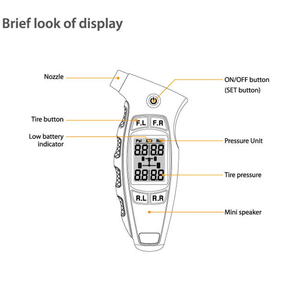 TC-01 TPMS Portable Mini Handheld Digital Car Auto Tire Pressure Gauge with LCD Display Comfortable Ergonomic Handle
TC-01 TPMS Portable Mini Handheld Digital Car Auto Tire Pressure Gauge with LCD Display Comfortable Ergonomic Handle