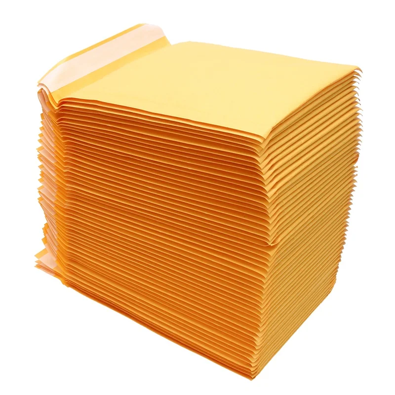 50 шт. высококачественные желтые конверты из крафт-бумаги с пузырьками мягкие