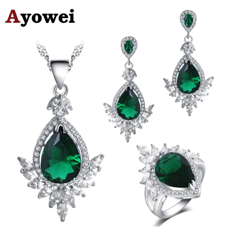Ayowei Amazing Beautiful Green Cubic Zirconia Wedding Gift for Women Silver Stamped Pendant Necklace Ring Jewelry JS768A
Ayowei Amazing Beautiful Green Cubic Zirconia Wedding Gift for Women Silver Stamped Pendant Necklace Ring Jewelry JS768A