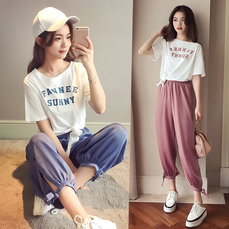 Hong Kong Flavor Women New Summer Letter Print T-Shirt Wide Leg Pants Two Piece Suit
Hong Kong Flavor Women New Summer Letter Print T-Shirt Wide Leg Pants Two Piece Suit
