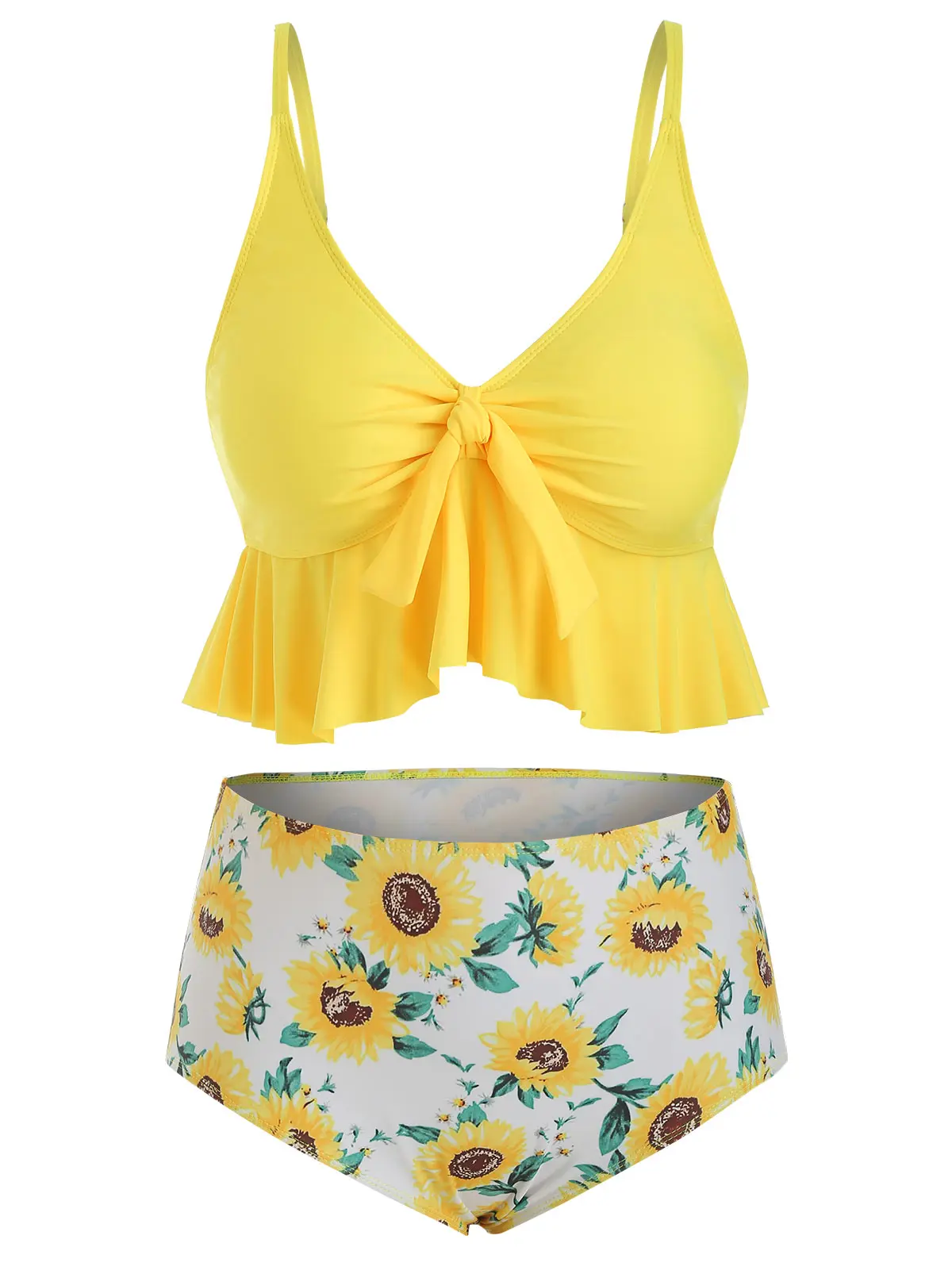 ROSEGAL Sexy Women Bikini Set Mujer Ruffle Floral Printed Swimsuit Push Up High Waist Biquinis Brazilian Swimwear Summer | Женская