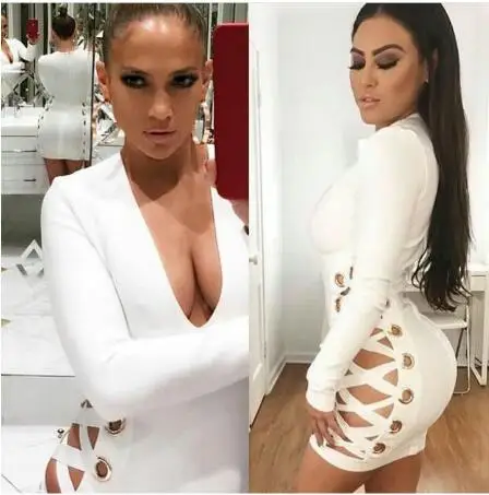 High Quality White Long Sleeve V-neck Side Hollow Out Rayon Bandage Dress Sexy Evening Party Dress
High Quality White Long Sleeve V-neck Side Hollow Out Rayon Bandage Dress Sexy Evening Party Dress