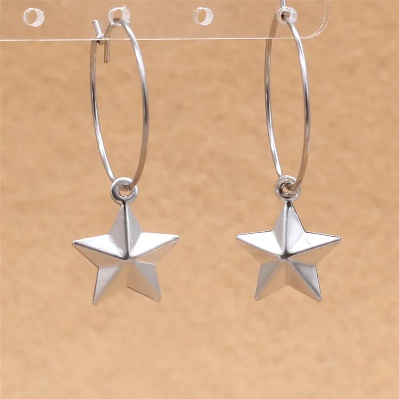 316 L Stainless Steel 3D Star Hollow Out Hoop Earrings With Charms Never Fade Allergy Free
316 L Stainless Steel 3D Star Hollow Out Hoop Earrings With Charms Never Fade Allergy Free