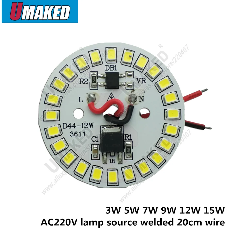 3 5 7 9 12 15W AC 220v led pcb with integrated IC driver welded 20cm wire, Warm white/ white driverless aluminum plate board
3 5 7 9 12 15W AC 220v led pcb with integrated IC driver welded 20cm wire, Warm white/ white driverless aluminum plate board