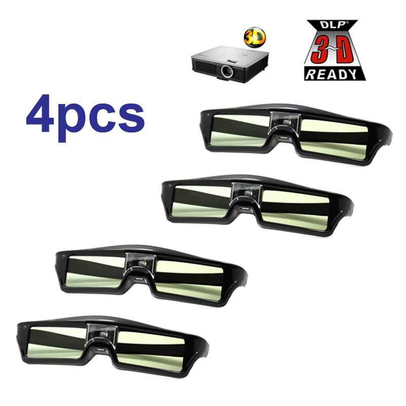 4 шт./лот перезаряжаемые 3d очки с активным затвором для BenQ W1070 Optoma GT750e DLP излучатель