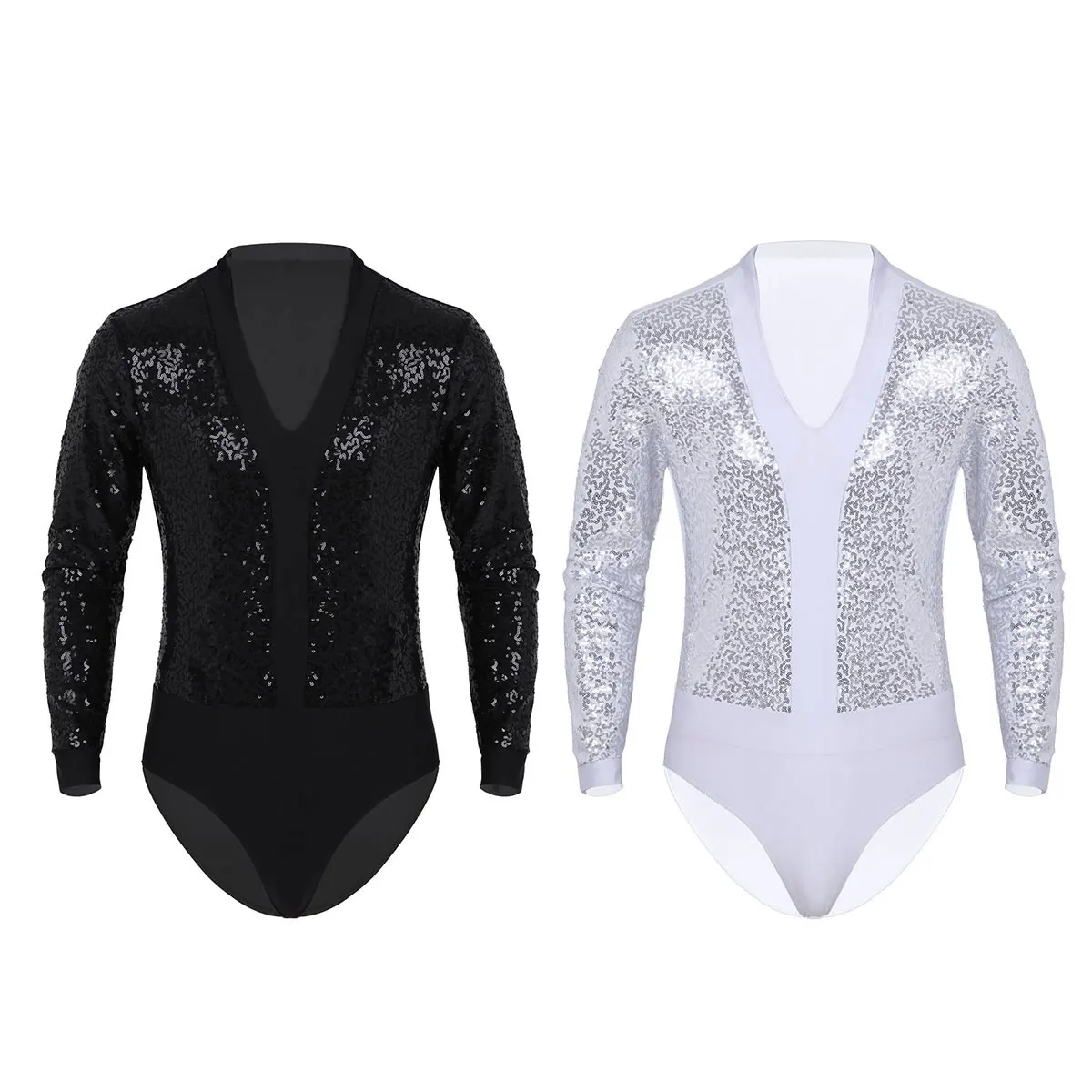Mens Sequins Latin Ballet Dance Shirt Leotards Long Sleeves High Cut Gymnastics Unitard Bodysuit Adult Ballroom Romper Dancewear
Mens Sequins Latin Ballet Dance Shirt Leotards Long Sleeves High Cut Gymnastics Unitard Bodysuit Adult Ballroom Romper Dancewear