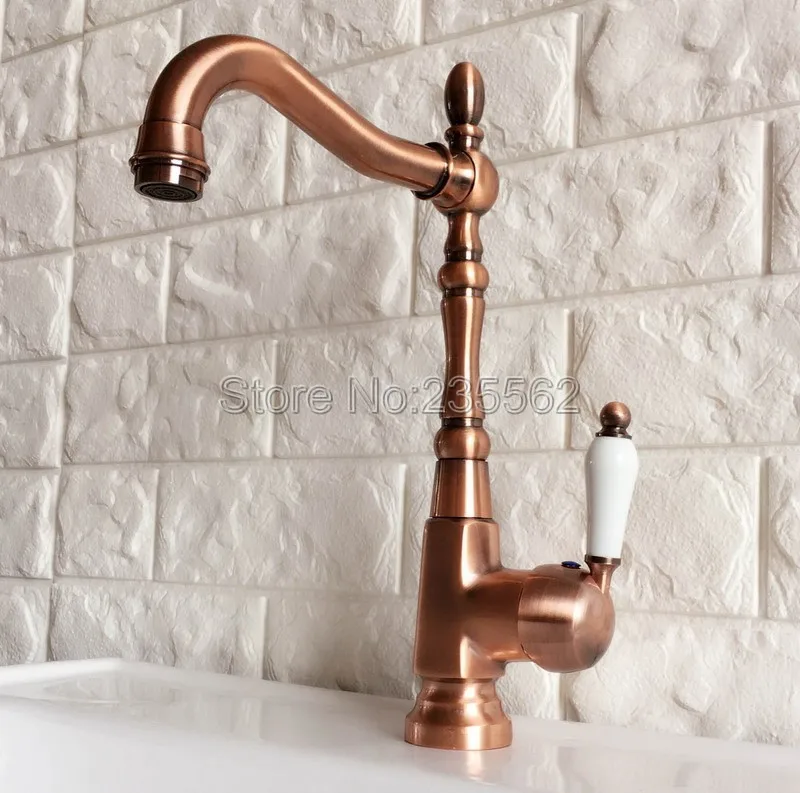 Swivel Spout Antique Red Copper Bathroom Faucet Deck Mounted Single Handle Cold and Hot Water Taps Basin / Sink Faucets lnf416
Swivel Spout Antique Red Copper Bathroom Faucet Deck Mounted Single Handle Cold and Hot Water Taps Basin / Sink Faucets lnf416