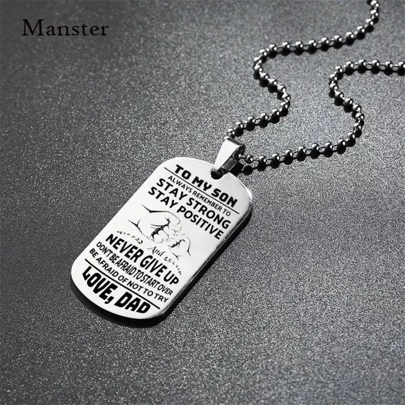 

Dog Tags Pendant Necklace Family Jewelry Inspirational Gift To My Son Daughter Keyring Necklace Keychain Military Army Cards