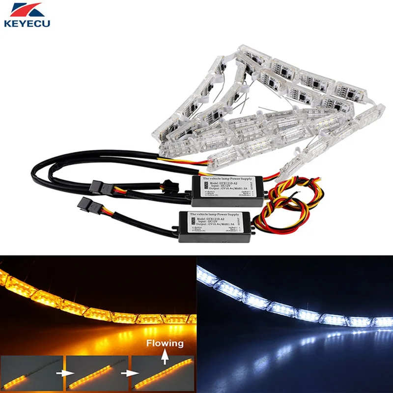 KEYECU 2Pcs 16LED White/Yellow Car LED Strip Lights Crystal Flexible Stretchable Flowing Daytime Running DRL Turn Signals Light
KEYECU 2Pcs 16LED White/Yellow Car LED Strip Lights Crystal Flexible Stretchable Flowing Daytime Running DRL Turn Signals Light