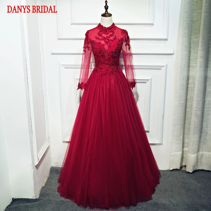 Long Sleeve Muslim Lace Evening Dresses Party Dubai Beaded High Neck Women Prom Formal Evening Gowns Dresses
Long Sleeve Muslim Lace Evening Dresses Party Dubai Beaded High Neck Women Prom Formal Evening Gowns Dresses