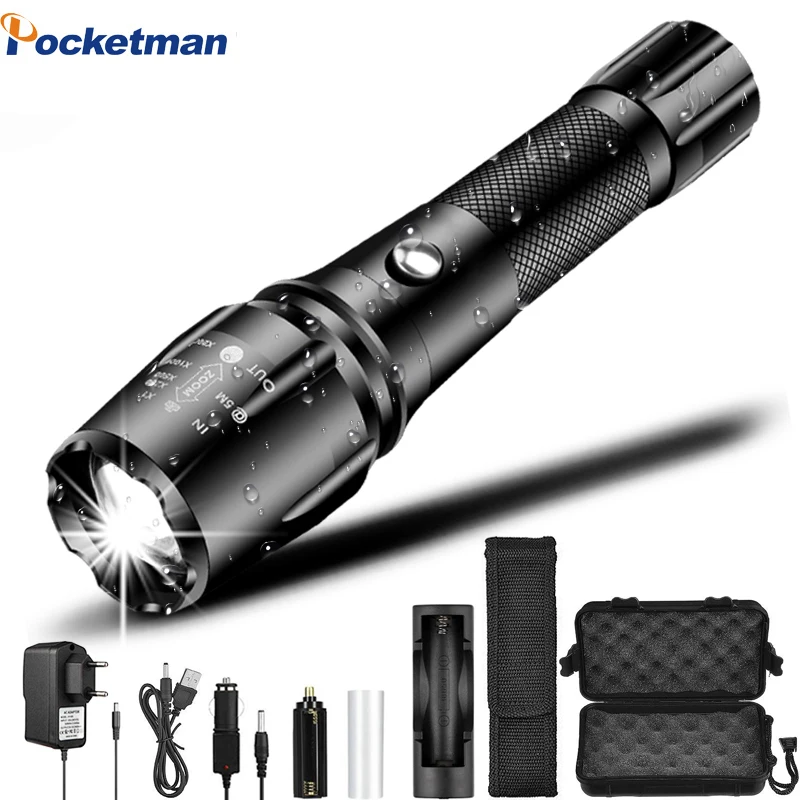 High LM Super Bright Flashlight LED Torch Zoomtable Tactical Flashlights linterna Bicycle Light Rechargeable 18650 battery
High LM Super Bright Flashlight LED Torch Zoomtable Tactical Flashlights linterna Bicycle Light Rechargeable 18650 battery
