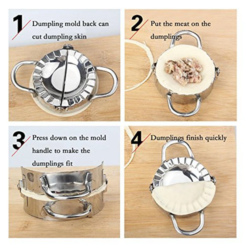 2 Sizes Dumpling Maker Eco-Friendly Stainless Steel Press Mold Pastry Wraper Dough Cutter Dumpling Mould Kitchen Accessories
2 Sizes Dumpling Maker Eco-Friendly Stainless Steel Press Mold Pastry Wraper Dough Cutter Dumpling Mould Kitchen Accessories